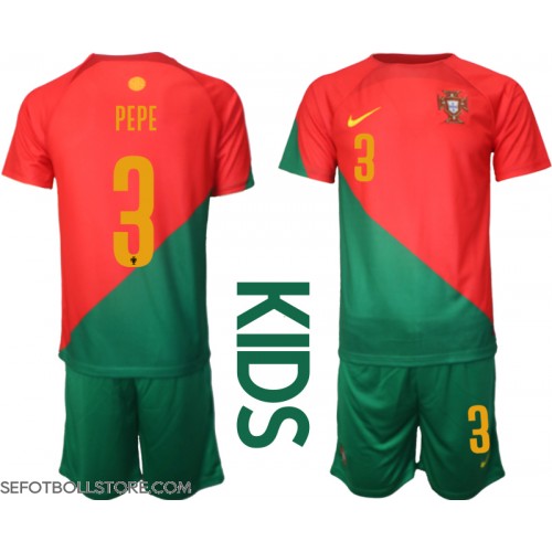 Portugal Pepe #3 Replika babykläder Hemmaställ Barn VM 2022 Kortärmad (+ korta byxor)